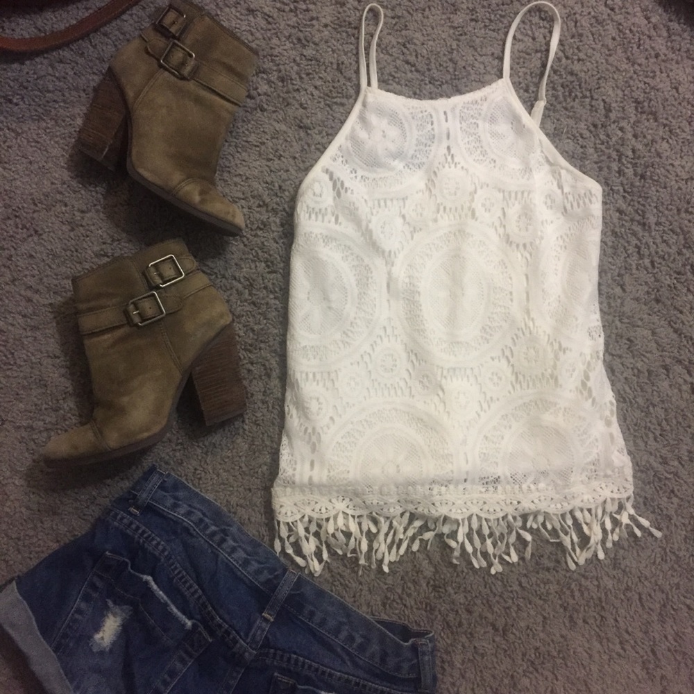 Boho cream crochet top - Small worn once